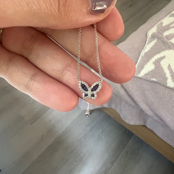 Nicole rose jewelry diamond purple sapphire butterfly necklace - Picture 8 of 16